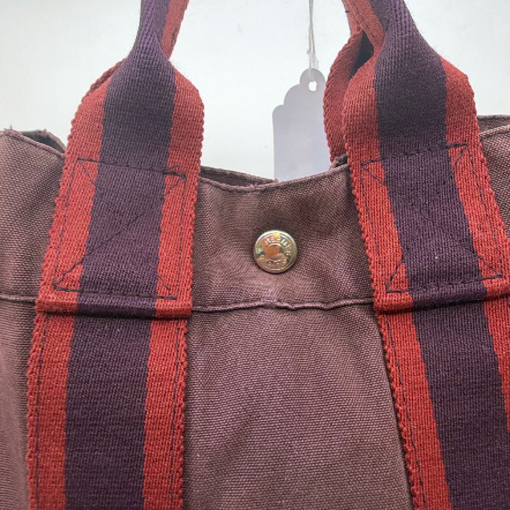 Hermès Herbag Cabas Burgundy Canvas Tote Bag - Picture 2 of 8